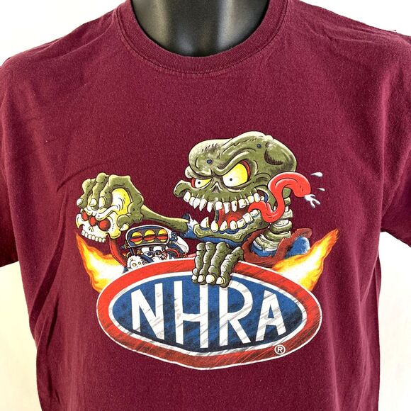 NHRA Addicted To The Nitro Racing T-Shirt Maroon Official Double Sided Og Size M - Picture 2 of 7